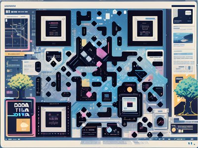 Retro Futuristic Interface Collage QR Code for Posters
