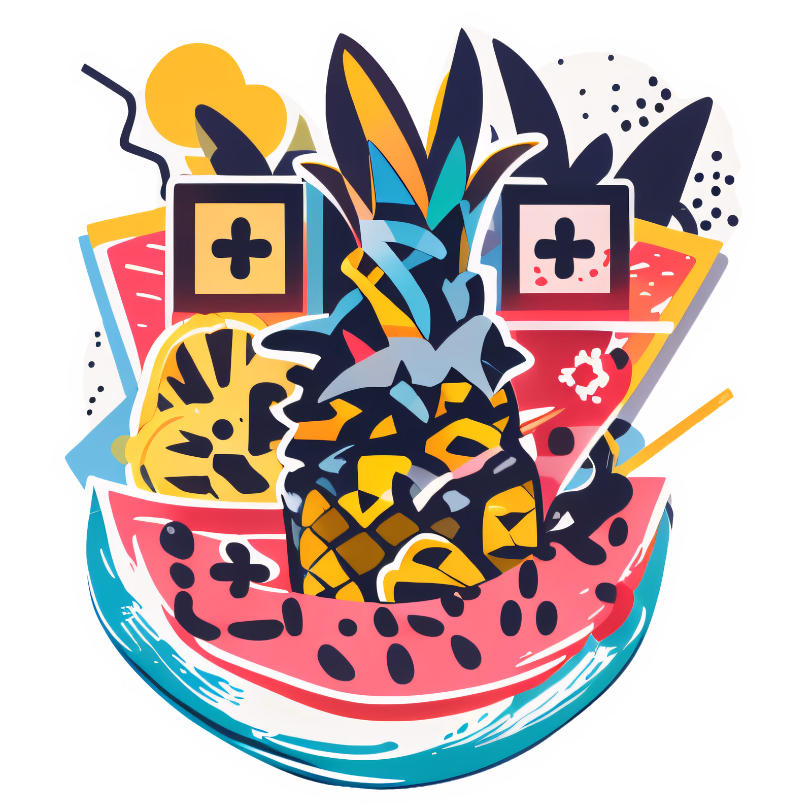 Pineapple Watermelon Vector QR Code for Stickers — image 1