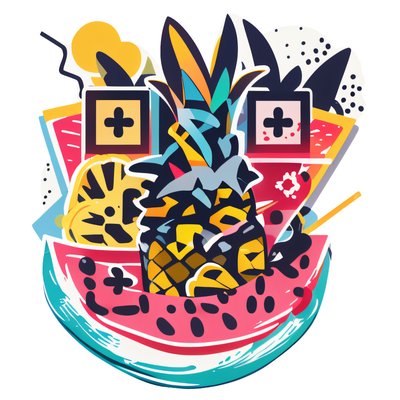 Pineapple Watermelon Vector QR Code for Stickers