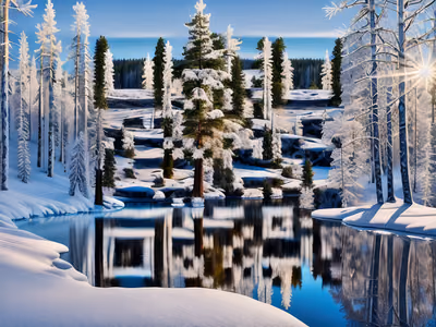 雪林冰湖写实二维码艺术 — 图片 1