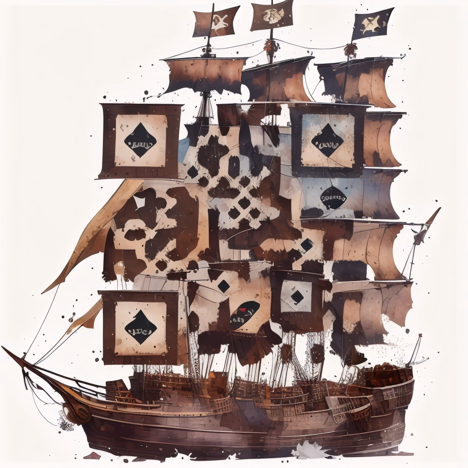 Пиратский корабль в векторной акварели: QR-код для стикеров — изображение 1