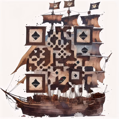Пиратский корабль в векторной акварели: QR-код для стикеров — изображение 1