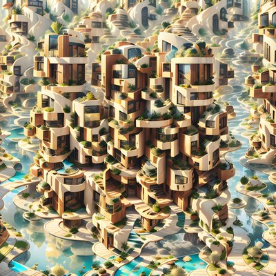 Terraced Eco City 3D QR Code for Posters