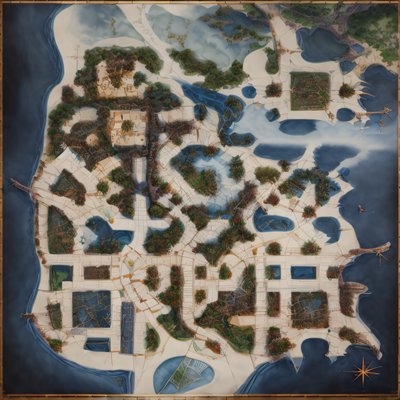 Watercolor City Map Aerial View QR Code Art