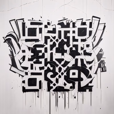 Black Graffiti Lettering Street Art QR Code for Posters — image 1
