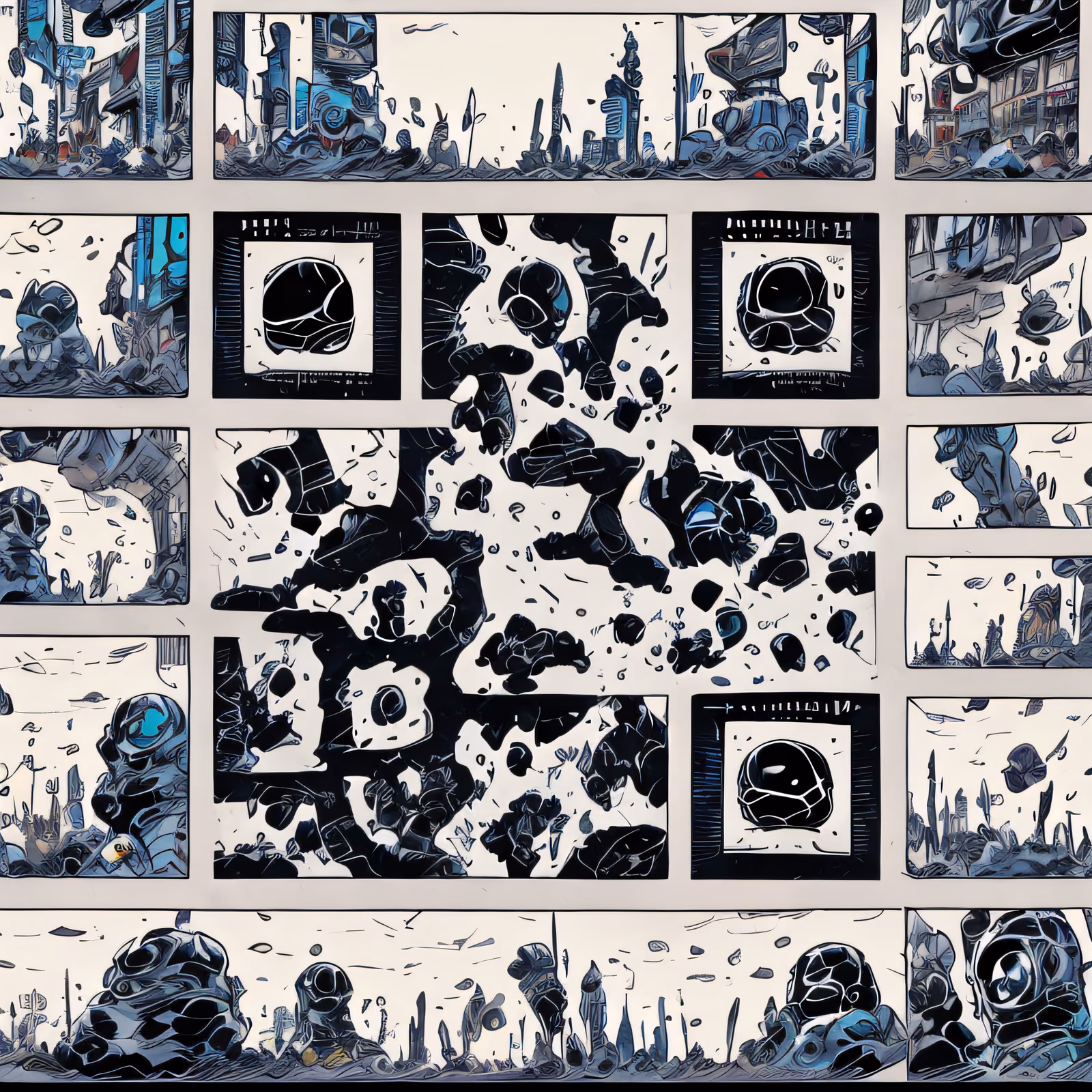 Фантастический комикс с сеткой кадров: QR-код тушью для постеров — изображение 1