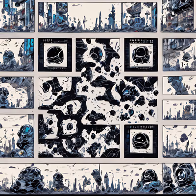 Фантастический комикс с сеткой кадров: QR-код тушью для постеров — изображение 1