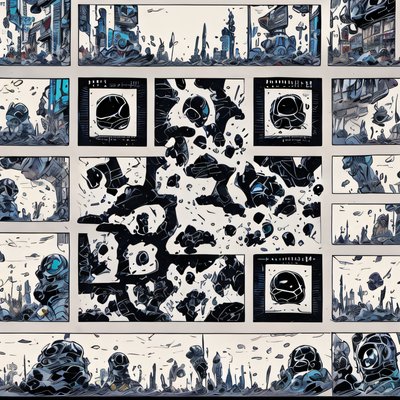 Comic Panel Grid Sci-Fi Ink QR Code for Posters