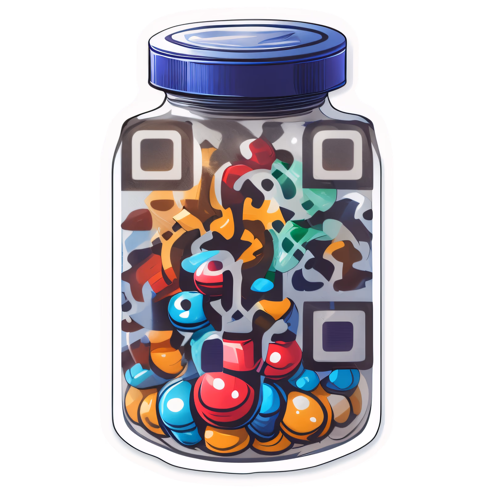 Pill Jar Vector Sticker QR Code for Stickers — image 1