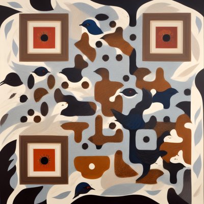 Abstract Birds Painted Pattern QR Code Art