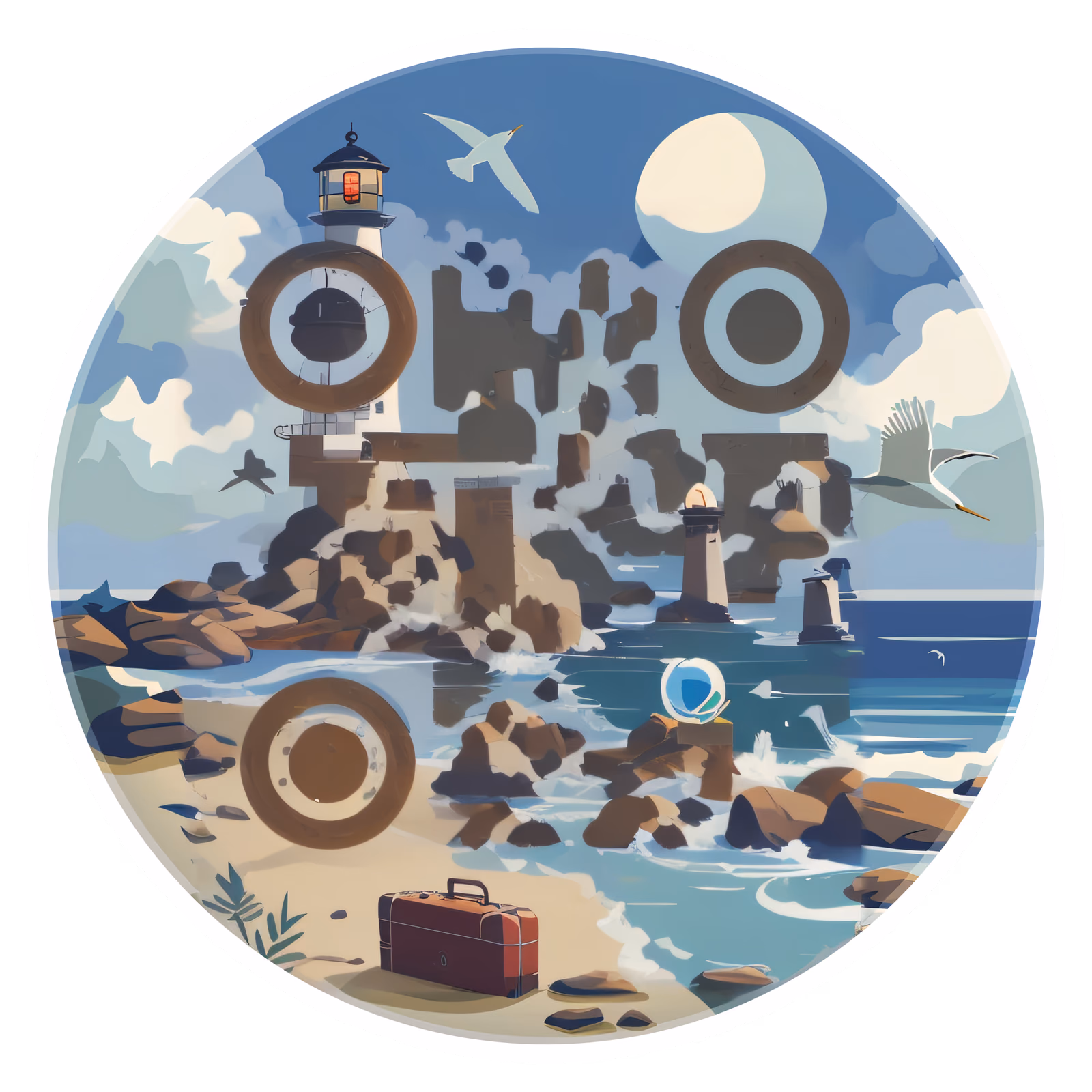 Lighthouse Coast Vector QR Code for Stickers — image 1