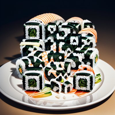 Sushi Rolls on Plate 3D QR Code for Restaurant Menus
