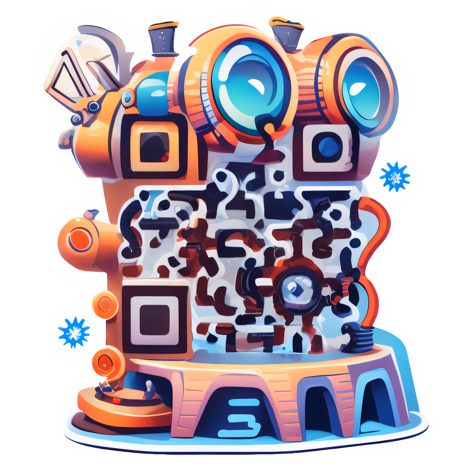 Ретро-машина в векторе: QR-код для стикеров — изображение 1
