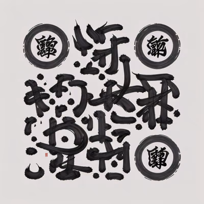 Japanese Brush Calligraphy Ink Emblem QR Code Art — image 1