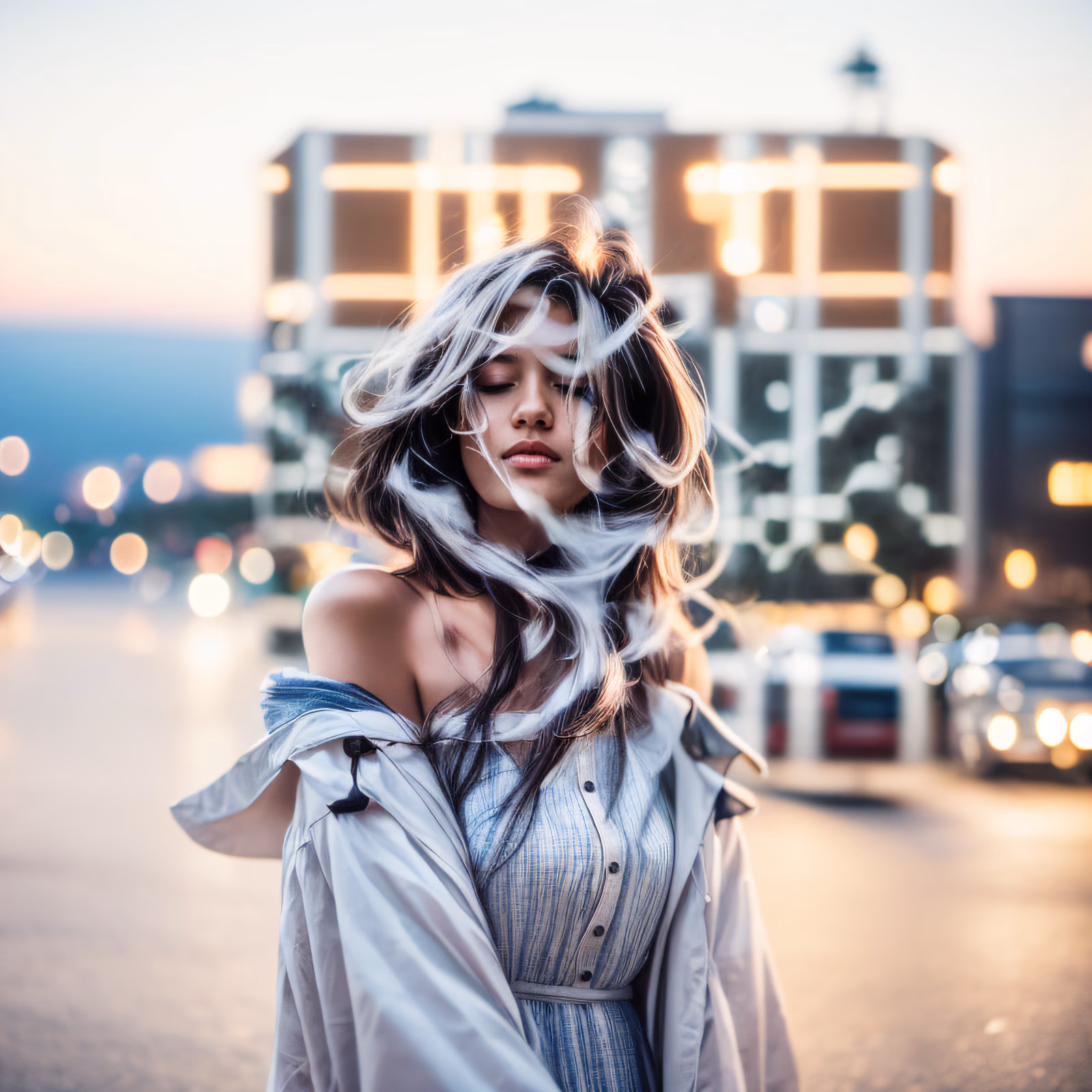 Dusk Street Woman Film Photo QR Code for Posters — image 1