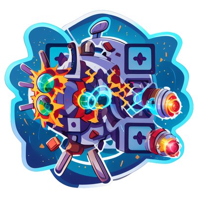 Sci-Fi Machine Vector Sticker QR Code for Stickers