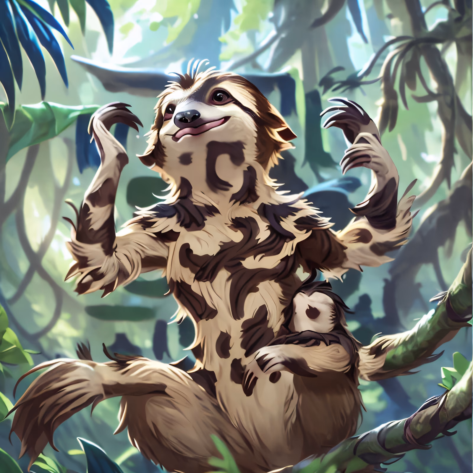 Smiling Sloth in Jungle Digital QR Code for Posters — image 1