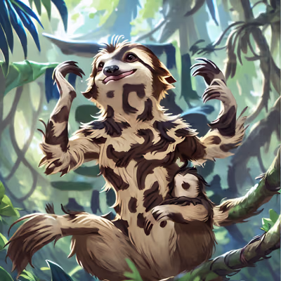 Smiling Sloth in Jungle Digital QR Code for Posters — image 1