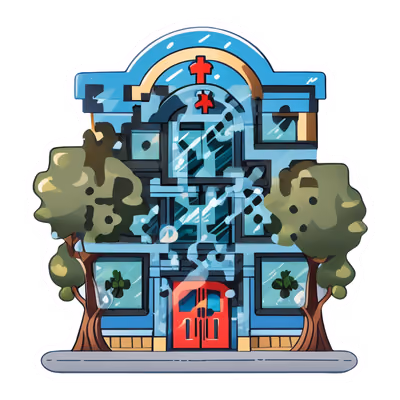 Здание больницы, векторная наклейка: QR-код — изображение 1
