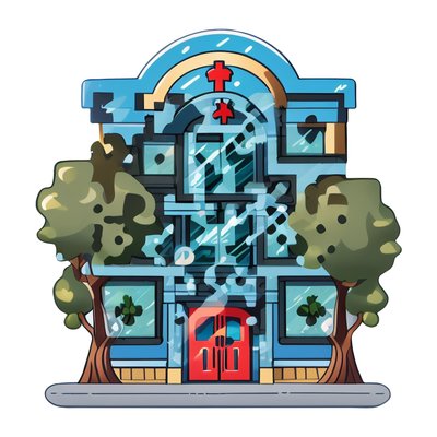 医院建筑矢量贴纸二维码设计