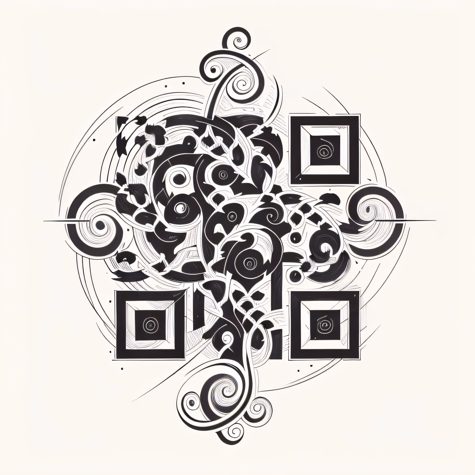 Thorny Vine Cross Tattoo QR Code for Temporary Tattoos — image 1