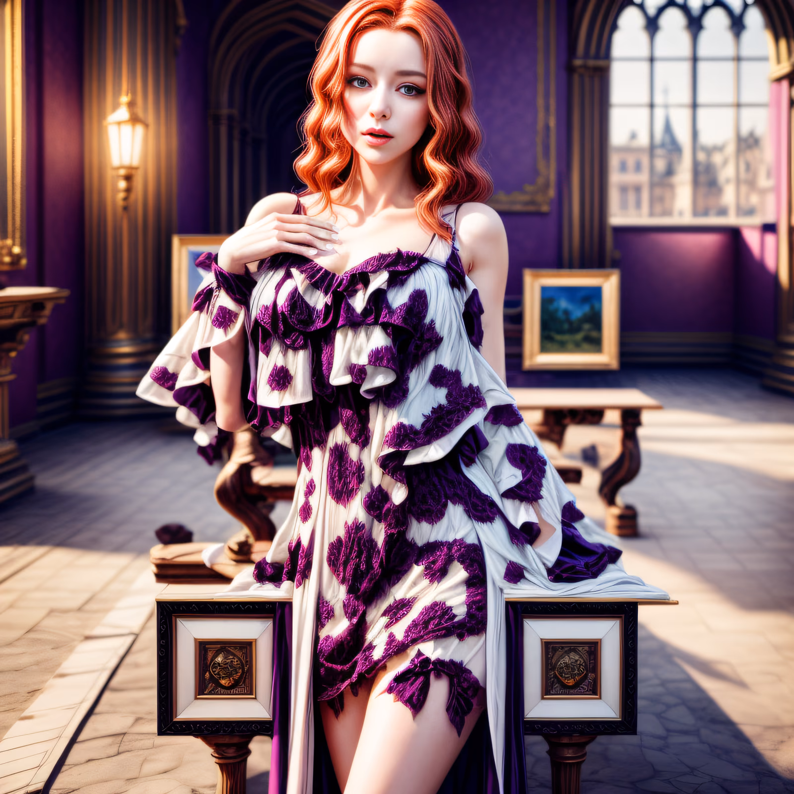 Red Haired Woman Fashion Portrait QR Code for Posters — image 1