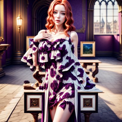 Red Haired Woman Fashion Portrait QR Code for Posters