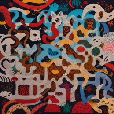 Tangled Snakes Maximalist Pattern QR Code Art