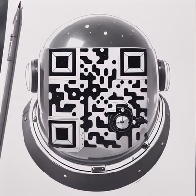 Astronaut Helmet Ink Drawing QR Code for Posters — image 1