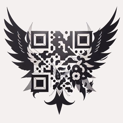 有翼徽章纹身图案二维码艺术,适用于临时纹身 — 图片 1