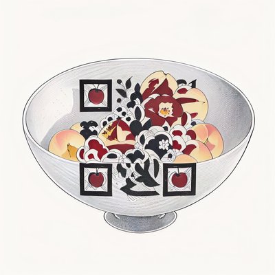 Fruit Bowl Ink Drawing QR Code for Restaurant Menus