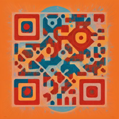 Orange Red Teal Abstract Geometric QR Code for Posters