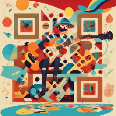 Guitarist Abstract Illustration QR Code for Posters