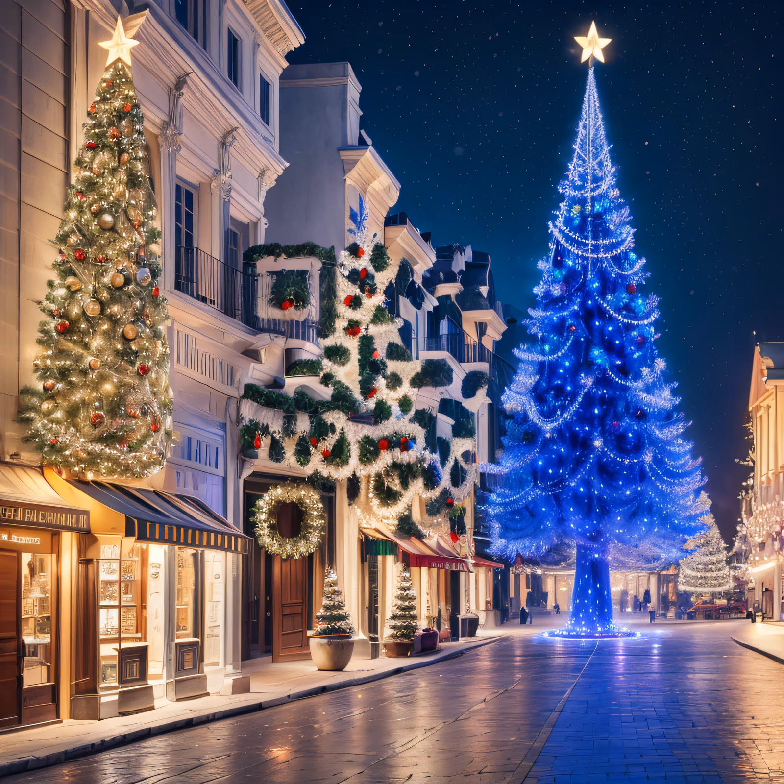Christmas Tree City Street Night QR Code for Posters — image 1