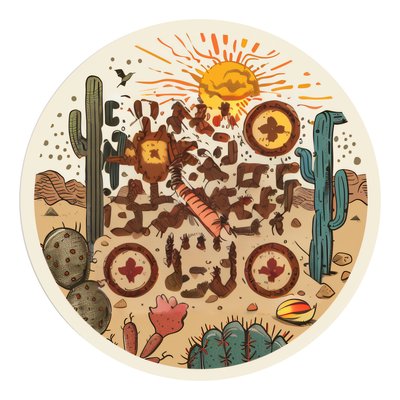 Desert Cactus Sun Vector QR Code for Stickers