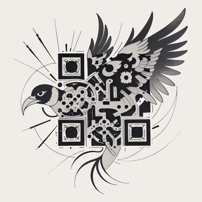 Mechanical Bird Tattoo Ink QR Code for Temporary Tattoos