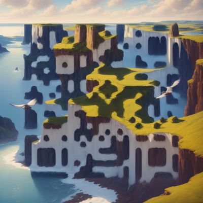 Seaside Cliffs Matte Painting QR Code Art — image 1