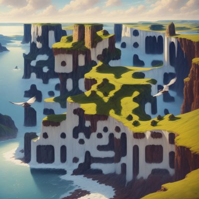 Seaside Cliffs Matte Painting QR Code Art