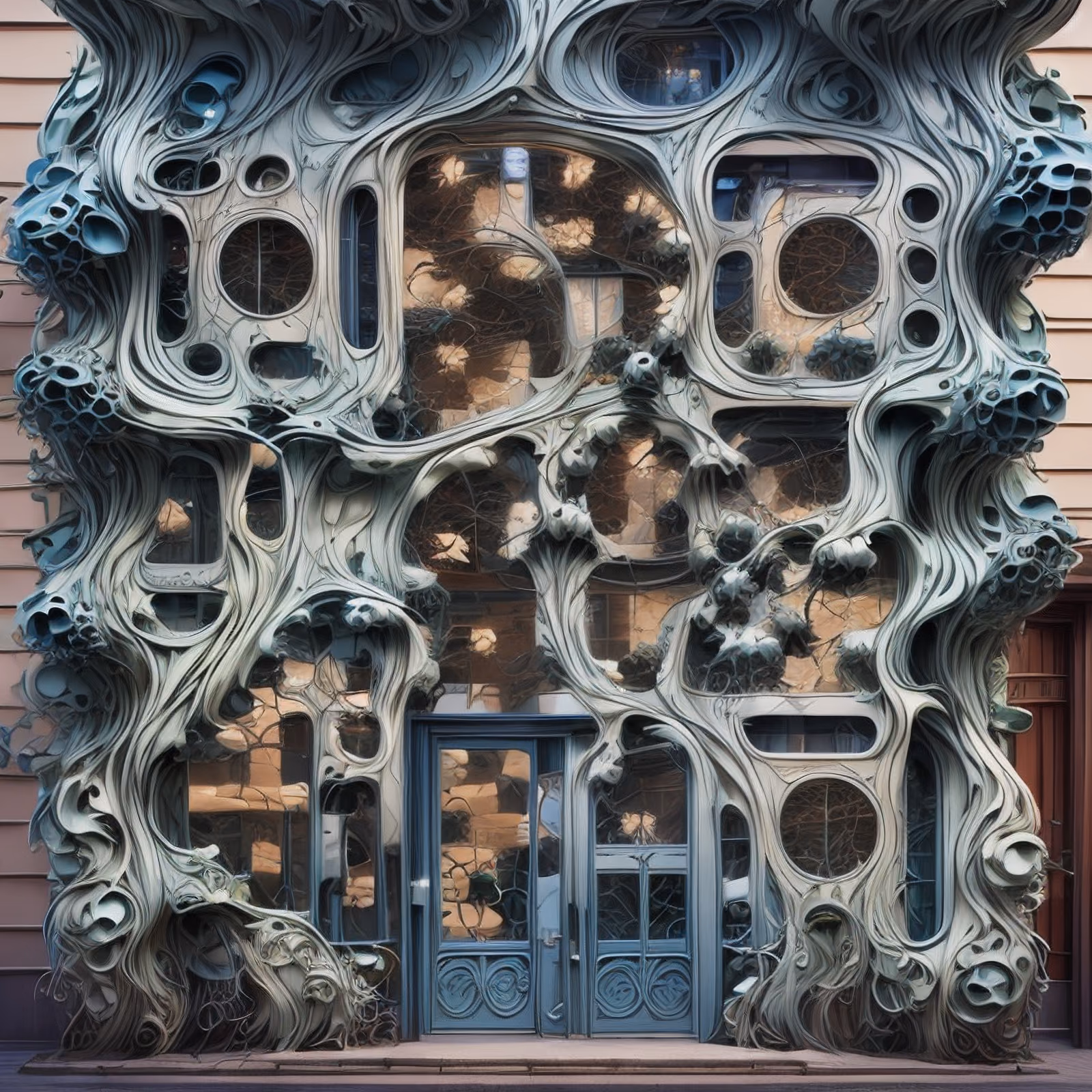 Organic Art Nouveau Building Entrance QR Code Art — image 1