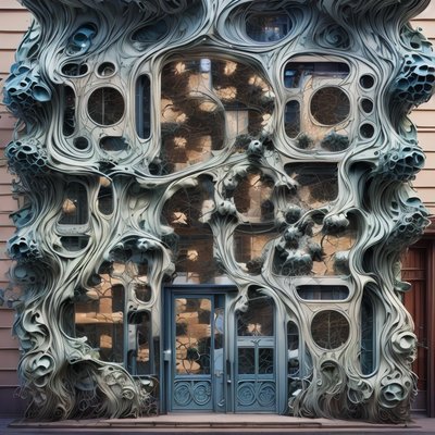 Organic Art Nouveau Building Entrance QR Code Art