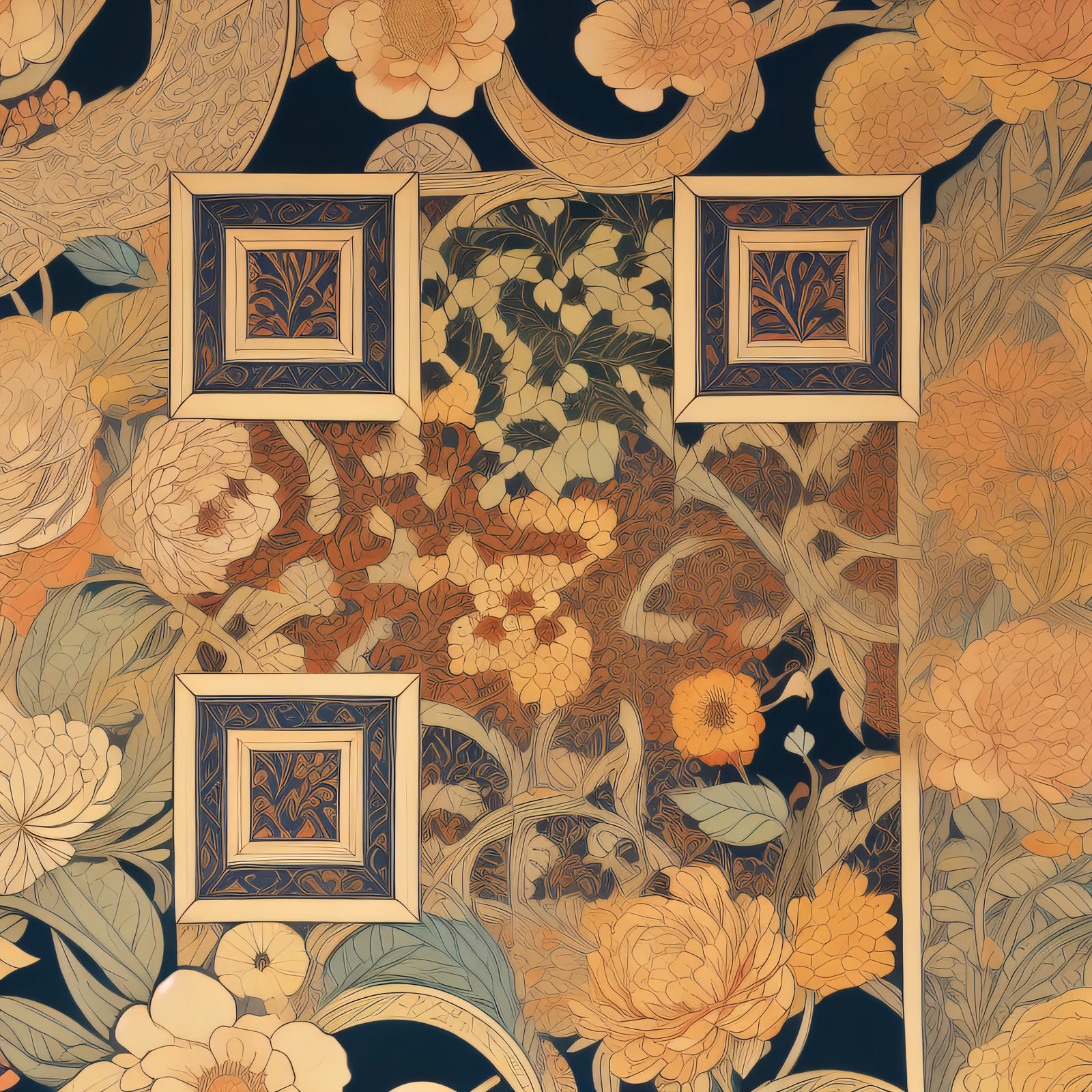 Art Nouveau Floral Wallpaper QR Code Art — image 1