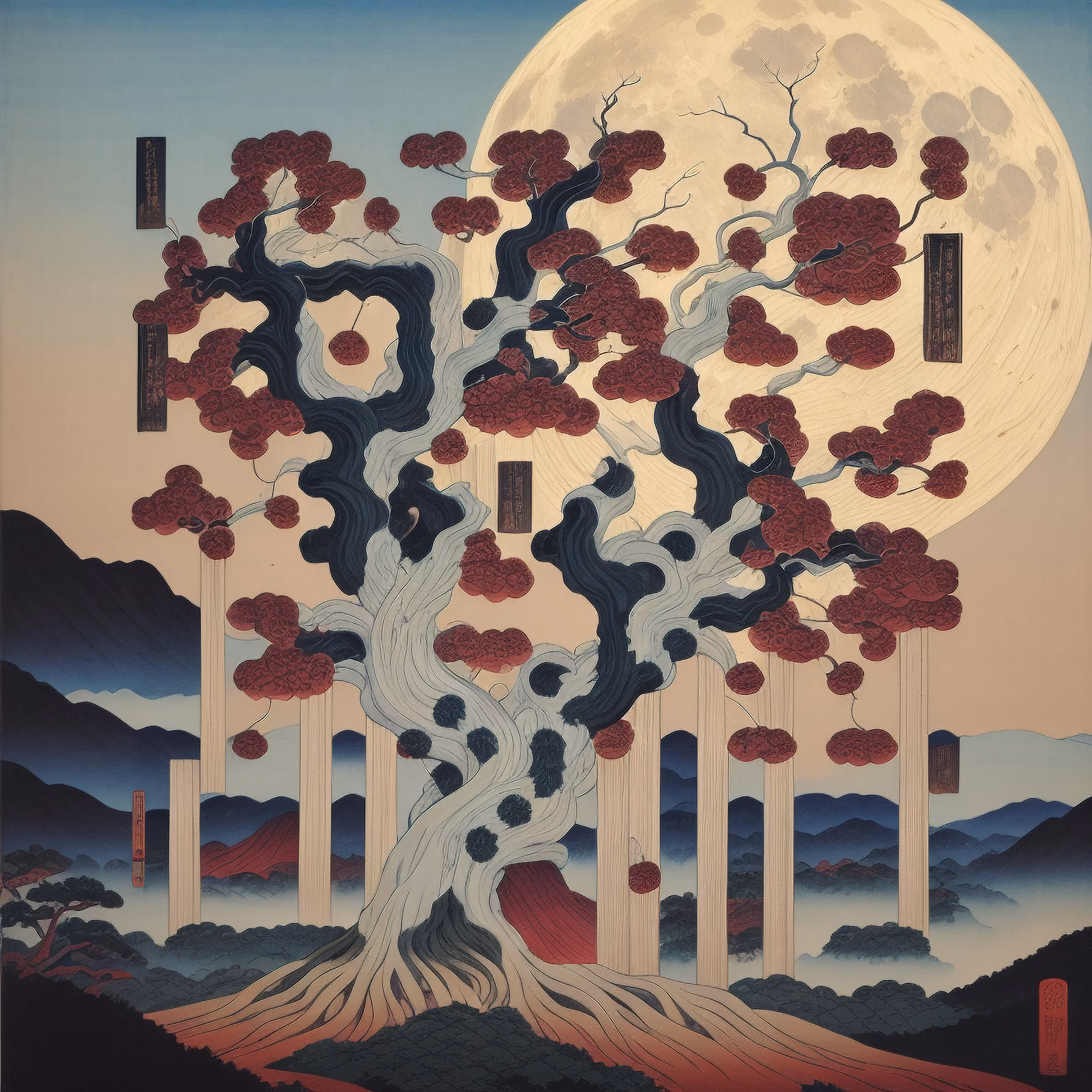 Moonlit Tree Ukiyo-e QR Code Art — image 1