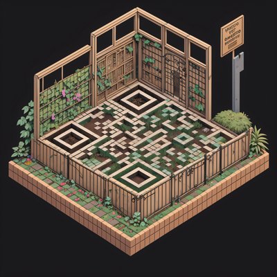 Isometric Overgrown Garden Maze QR Code for Posters