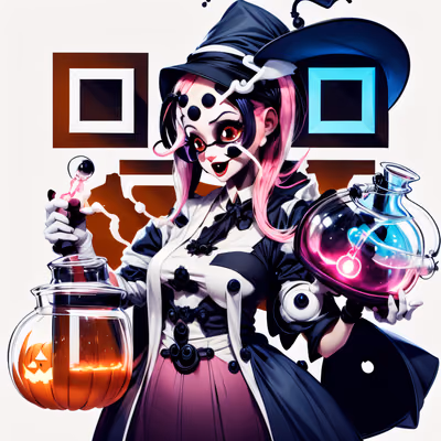 Potion Witch Halloween Cartoon QR Code for Posters — image 1