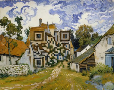 Village Street Oil Painting QR Code Art