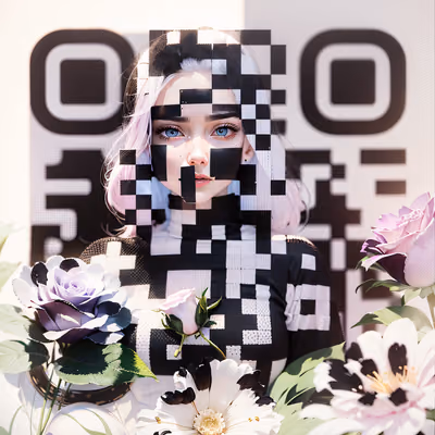Pastel Woman With Roses Painting QR Code for Posters — image 1