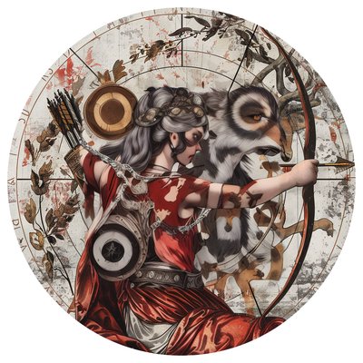 Archer Woman and Wolf Collage QR Code for Stickers