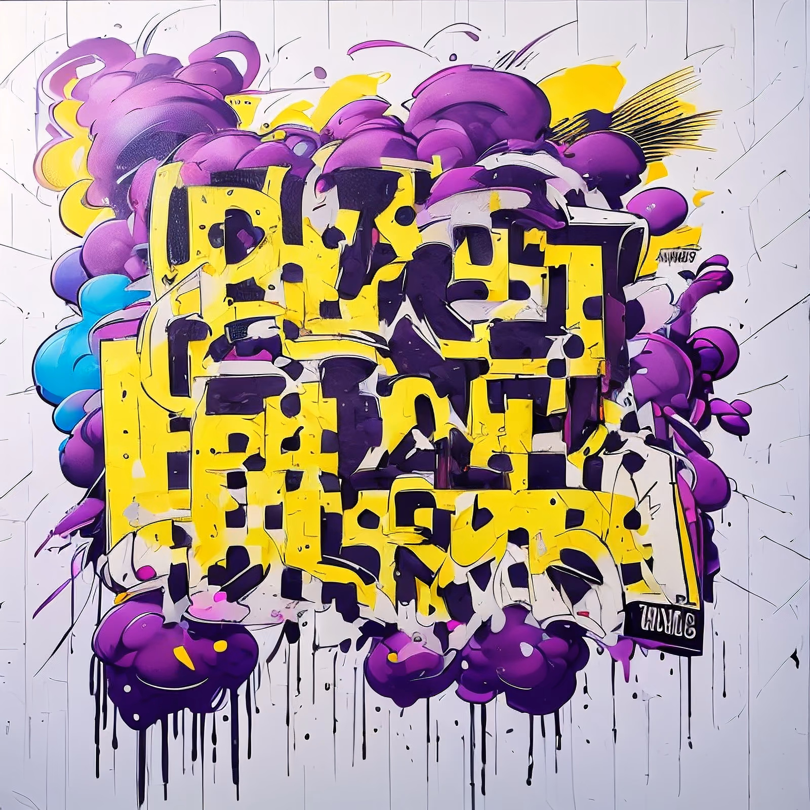 Purple Yellow Graffiti Lettering QR Code for Posters — image 1