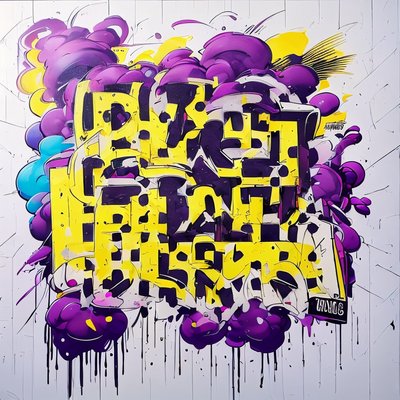 Purple Yellow Graffiti Lettering QR Code for Posters