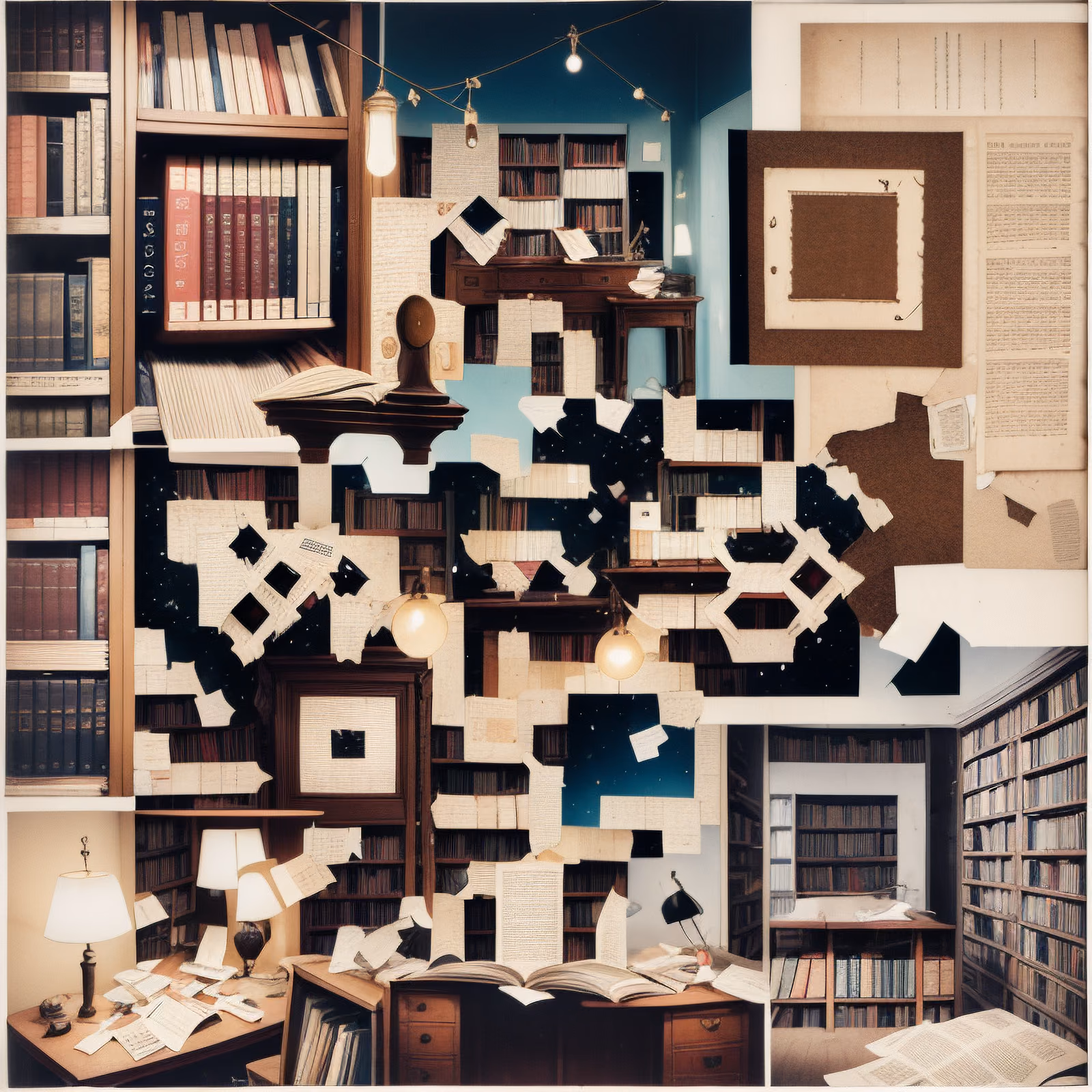 Library Bookshelves Paper Collage QR Code Art — image 1